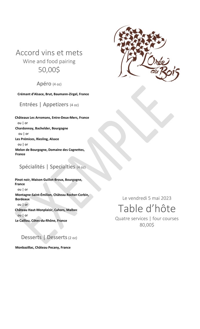 TABLE D' HOTE